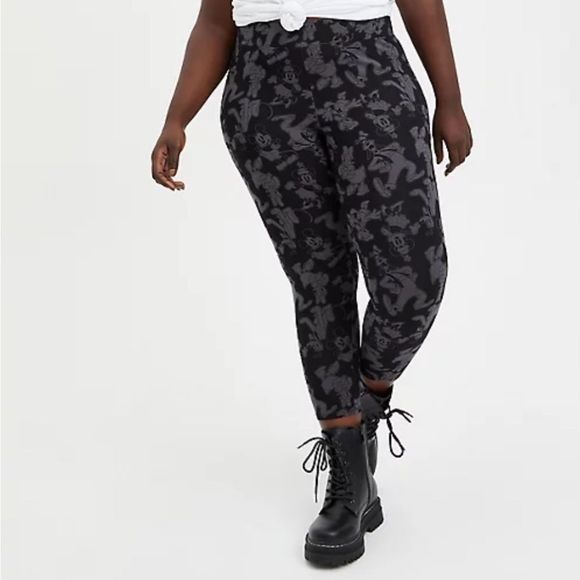Torrid CROP LEGGING DISNEY MICKEY & FRIENDS BLACK GREY - Picture 1 of 6